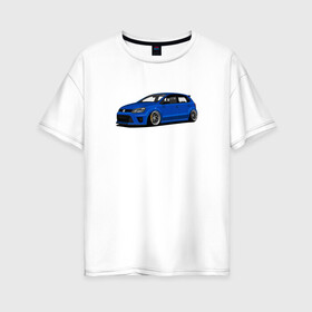 Женская футболка хлопок Oversize с принтом VW Polo stance art в Петрозаводске, 100% хлопок | свободный крой, круглый ворот, спущенный рукав, длина до линии бедер
 | polo | stance | volkswagen | vw | vwpolo