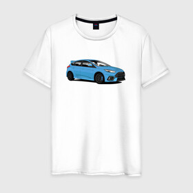 Мужская футболка хлопок с принтом Ford Focus RS art в Петрозаводске, 100% хлопок | прямой крой, круглый вырез горловины, длина до линии бедер, слегка спущенное плечо. | focus | focusrs | ford | fordfocus | rs