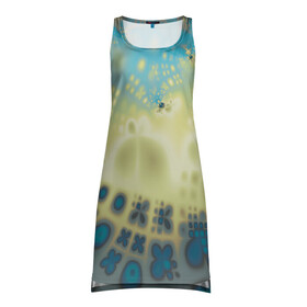 Платье-майка 3D с принтом Коллекция Journey Бриз 126-2 в Петрозаводске, 100% полиэстер | полуприлегающий силуэт, широкие бретели, круглый вырез горловины, удлиненный подол сзади. | abstraction | blue | color | fractal | yellow | абстракция | желтый | на витрину | фрактал | цветной