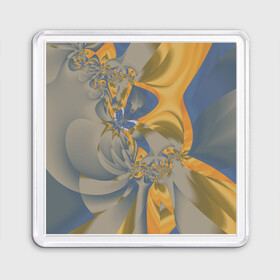 Магнит 55*55 с принтом Орхидеи Небо и песок Абстракция 403-1 в Петрозаводске, Пластик | Размер: 65*65 мм; Размер печати: 55*55 мм | abstraction | blue | flowers | fractal | ornament | pattern | yellow | абстракция | желтый | орнамент | узор | фрактал | цветы