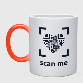 Кружка хамелеон с принтом Scan Me - Heart в Петрозаводске, керамика | меняет цвет при нагревании, емкость 330 мл | coronavirus | covid | covid19 | qr code | qr код | sputnik | вакцина | вакцинация | вирус | здоровье | изоляция | иммунитет | карантин | ковид | код | корона | коронавирус | маркировка | маска | пандемия | паспорт | прививка