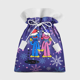 Подарочный 3D мешок с принтом New Year Huggy Wuggy Kissy Missy в Петрозаводске, 100% полиэстер | Размер: 29*39 см | huggy | kissy | missy | playtime | poppy | wuggy | вагги | ваги | киси | кисси | миси | мисси | хагги | хаги