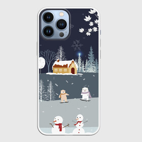 Чехол для iPhone 13 Pro Max с принтом Снеговики  и Мишки 2022 в Петрозаводске,  |  | 2022 | год | дед | дети | зима | коньки | мишки | мороз | новый | праздники | радость | рождество | санки | санта | снег | снеговик | счастливого