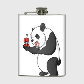 Фляга с принтом Взрывная панда в Петрозаводске, металлический корпус | емкость 0,22 л, размер 125 х 94 мм. Виниловая наклейка запечатывается полностью | Тематика изображения на принте: bomb | dinamit | panda | бомба | динамит | животное | панда