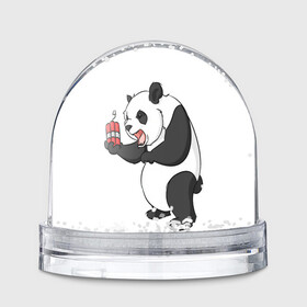 Игрушка Снежный шар с принтом Взрывная панда в Петрозаводске, Пластик | Изображение внутри шара печатается на глянцевой фотобумаге с двух сторон | bomb | dinamit | panda | бомба | динамит | животное | панда