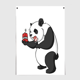 Постер с принтом Взрывная панда в Петрозаводске, 100% бумага
 | бумага, плотность 150 мг. Матовая, но за счет высокого коэффициента гладкости имеет небольшой блеск и дает на свету блики, но в отличии от глянцевой бумаги не покрыта лаком | bomb | dinamit | panda | бомба | динамит | животное | панда