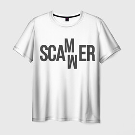 Мужская футболка 3D с принтом Scammer ( Скамер ) в Петрозаводске, 100% полиэфир | прямой крой, круглый вырез горловины, длина до линии бедер | Тематика изображения на принте: scam | scamm | scammer | скам | скам мамонта | скамер