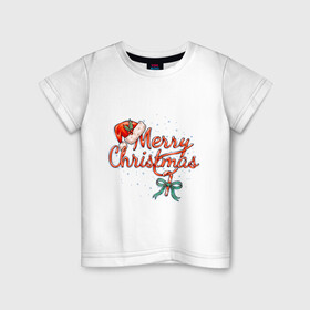 Детская футболка хлопок с принтом Merry Christmas 2022 в Петрозаводске, 100% хлопок | круглый вырез горловины, полуприлегающий силуэт, длина до линии бедер | 2022 | merry christmas | нг | новогодняя | новый год | рождество