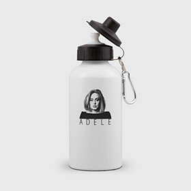 Бутылка спортивная с принтом ADELE в Петрозаводске, металл | емкость — 500 мл, в комплекте две пластиковые крышки и карабин для крепления | взгляд | девушка | имя | лицо | певица