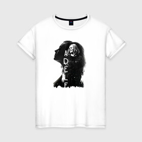 Женская футболка хлопок с принтом профиль Adele в Петрозаводске, 100% хлопок | прямой крой, круглый вырез горловины, длина до линии бедер, слегка спущенное плечо | девушка | имя | надпись | певица | профиль