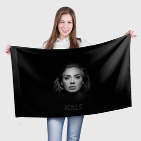 Флаг 3D с принтом Портрет Адель в Петрозаводске, 100% полиэстер | плотность ткани — 95 г/м2, размер — 67 х 109 см. Принт наносится с одной стороны | взгляд | глаза | девушка | имя | лицо