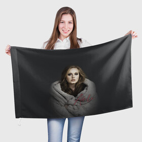 Флаг 3D с принтом Фото Адель в Петрозаводске, 100% полиэстер | плотность ткани — 95 г/м2, размер — 67 х 109 см. Принт наносится с одной стороны | Тематика изображения на принте: девушка | имя | певица | свитер | фото