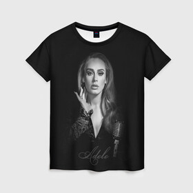 Женская футболка 3D с принтом Adele Icon в Петрозаводске, 100% полиэфир ( синтетическое хлопкоподобное полотно) | прямой крой, круглый вырез горловины, длина до линии бедер | девушка | имя | микрофон | певица | фото