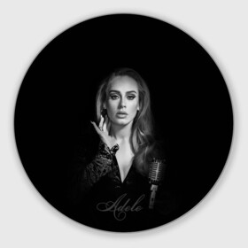 Круглый коврик для мышки с принтом Adele Icon в Петрозаводске, резина и полиэстер | круглая форма, изображение наносится на всю лицевую часть | Тематика изображения на принте: девушка | имя | микрофон | певица | фото