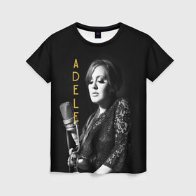 Женская футболка 3D с принтом Певица Adele в Петрозаводске, 100% полиэфир ( синтетическое хлопкоподобное полотно) | прямой крой, круглый вырез горловины, длина до линии бедер | девушка | имя | микрофон | надпись | певица