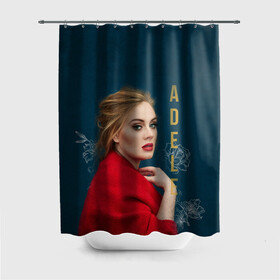 Штора 3D для ванной с принтом Portrait Adele в Петрозаводске, 100% полиэстер | плотность материала — 100 г/м2. Стандартный размер — 146 см х 180 см. По верхнему краю — пластиковые люверсы для креплений. В комплекте 10 пластиковых колец | имя | лицо | надпись | певица | портрет