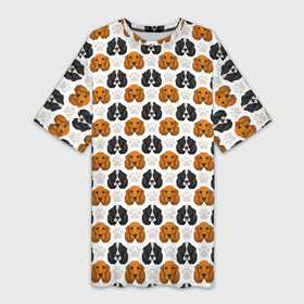 Платье-футболка 3D с принтом Собаки Спаниель в Петрозаводске,  |  | cocker spaniel | dog spaniel | k | английский спаниель | год собаки | друг человека | животное | зверь | кавалер спаниель | кинг чарльз спаниель | кинолог | кокер спаниель | охотничья собака | пёс