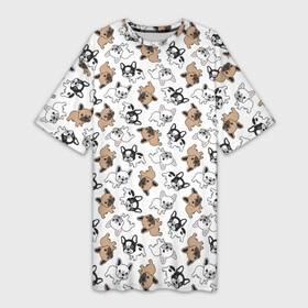 Платье-футболка 3D с принтом Бульдожики в Петрозаводске,  |  | animal | bulldog | dog | french bulldog | french bulldog p | pit bull | бойцовская собака | бульдог | год собаки | друг человека | животное | зверь | кинолог | пёс | питбуль | собака французский бульдог | собаковод