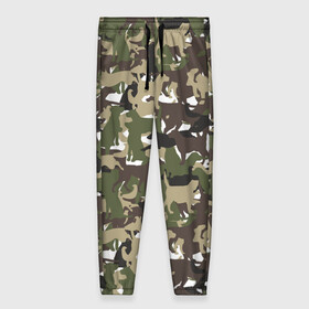 Женские брюки 3D с принтом Камуфляж из Собак (Camouflage) в Петрозаводске, полиэстер 100% | прямой крой, два кармана без застежек по бокам, с мягкой трикотажной резинкой на поясе и по низу штанин. В поясе для дополнительного комфорта — широкие завязки | Тематика изображения на принте: animal | camouflage | dog | military camouflage | барбос | бобик | военный камуфляж | год собаки | друг человека | животное | зверь | ищейка | камуфляж | кинолог | кость | лайка | милитари | охотничий камуфляж | пёс
