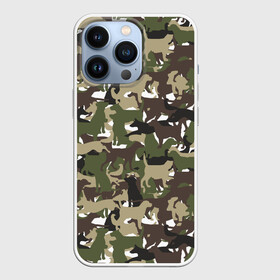 Чехол для iPhone 13 Pro с принтом Камуфляж из Собак (Camouflage) в Петрозаводске,  |  | Тематика изображения на принте: animal | camouflage | dog | military camouflage | барбос | бобик | военный камуфляж | год собаки | друг человека | животное | зверь | ищейка | камуфляж | кинолог | кость | лайка | милитари | охотничий камуфляж | пёс