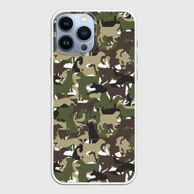 Чехол для iPhone 13 Pro Max с принтом Камуфляж из Собак (Camouflage) в Петрозаводске,  |  | Тематика изображения на принте: animal | camouflage | dog | military camouflage | барбос | бобик | военный камуфляж | год собаки | друг человека | животное | зверь | ищейка | камуфляж | кинолог | кость | лайка | милитари | охотничий камуфляж | пёс