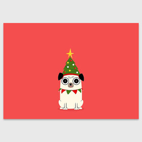 Поздравительная открытка с принтом Новогодний Мопс   Пёсик в Петрозаводске, 100% бумага | плотность бумаги 280 г/м2, матовая, на обратной стороне линовка и место для марки
 | 2021 | 2022 | bite me | christmas | marry christmas | new year | в топе | герлянды | для друга | елка | кусь | мопс | нг | новогодний мопс | новогодний свитер | новый год | пёсик | песк | подарок | пряник | пряня | псина