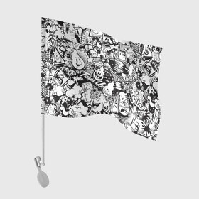 Флаг для автомобиля с принтом Нейромульт в Петрозаводске, 100% полиэстер | Размер: 30*21 см | абстракция | мульт | мультфильм | пестрый | черно белый