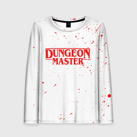 Женский лонгслив 3D с принтом DUNGEON MASTER BLOOD ГАЧИМУЧИ БЕЛЫЙ в Петрозаводске, 100% полиэстер | длинные рукава, круглый вырез горловины, полуприлегающий силуэт | Тематика изображения на принте: aniki | billy | boss | boy | bucks | dark | deep | door | dungeon | fantasy | gachi | gachimuchi | gym | hundred | master | muchi | next | stranger | the | things | three | van | wee | билли | ван | гачи | гачимучи | дела | мучи | 