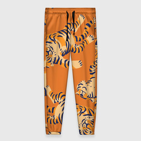 Женские брюки 3D с принтом Тигр паттерн в Петрозаводске, полиэстер 100% | прямой крой, два кармана без застежек по бокам, с мягкой трикотажной резинкой на поясе и по низу штанин. В поясе для дополнительного комфорта — широкие завязки | 2022 | год тигра | китайский календарь | надписи | новый год | тигр