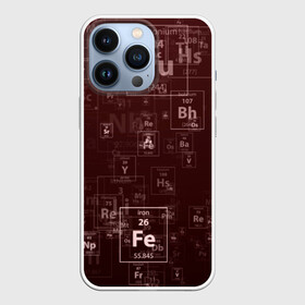 Чехол для iPhone 13 Pro с принтом Fe   Таблица Менделеева в Петрозаводске,  |  | Тематика изображения на принте: fe | для студентов | для физиков | для химиков | железо | наука | таблица менделеева | ученым | физика | химия | элемент
