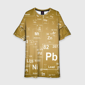 Детское платье 3D с принтом Pb - таблица Менделеева в Петрозаводске, 100% полиэстер | прямой силуэт, чуть расширенный к низу. Круглая горловина, на рукавах — воланы | pb | для физиков | для химиков | менделеев | наука | песочные | свинец | студентам | таблица менделеева | физика | химия