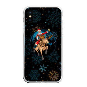 Чехол для iPhone XS Max матовый с принтом Олень и Santa. в Петрозаводске, Силикон | Область печати: задняя сторона чехла, без боковых панелей | 2022 | happy new year | merry christmas | rdnewyear22 | santa | год тигра | зима близко | нг | новогодний | новый год | новый год 2022 | олень | рождество | санта | символ 2022 года | снежинки