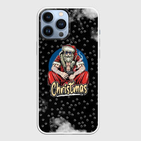 Чехол для iPhone 13 Pro Max с принтом Merry Christmas Santa с пистолетом. в Петрозаводске,  |  | Тематика изображения на принте: 2022 | happy new year | merry christmas | santa | год тигра | зима близко | нг | новогодний | новый год | новый год 2022 | рождество | символ 2022 года | следы от пуль | снежинки