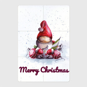 Магнитный плакат 2Х3 с принтом Рождественский гномик в Петрозаводске, Полимерный материал с магнитным слоем | 6 деталей размером 9*9 см | Тематика изображения на принте: гномик | детство | игрушка | новый год | праздник | рождество