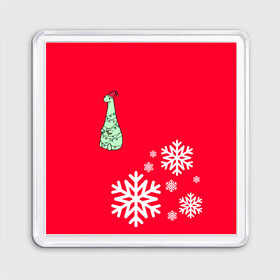 Магнит 55*55 с принтом НОВОГОДНИЙ ДРАКОНЧИК в Петрозаводске, Пластик | Размер: 65*65 мм; Размер печати: 55*55 мм | Тематика изображения на принте: 2021 | 2022 | new year | деда мороза | дракон | к нам приходит | клауса | костюм | новогодний | новый год | праздник | рождество | санты | снег | снежинки | снежок | узор