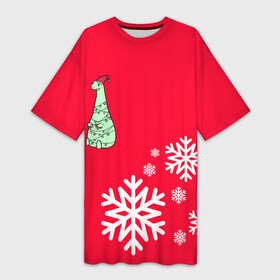 Платье-футболка 3D с принтом НОВОГОДНИЙ ДРАКОНЧИК в Петрозаводске,  |  | 2021 | 2022 | new year | деда мороза | дракон | к нам приходит | клауса | костюм | новогодний | новый год | праздник | рождество | санты | снег | снежинки | снежок | узор