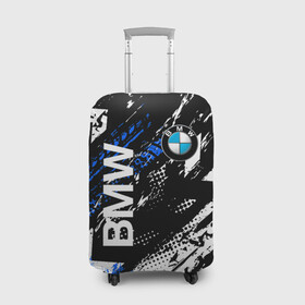 Чехол для чемодана 3D с принтом BMW следы от шин. в Петрозаводске, 86% полиэфир, 14% спандекс | двустороннее нанесение принта, прорези для ручек и колес | bmw | bmw performance | m | motorsport | performance | бмв | моторспорт | следы о  шин