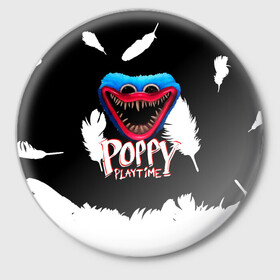 Значок с принтом Poppy Playtime Перья. в Петрозаводске,  металл | круглая форма, металлическая застежка в виде булавки | poppy playtime | игра | кукла | монстр | плэйтайм | поппи плейтайм | хагги вагги | хоррор