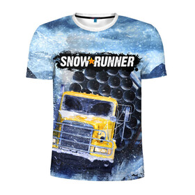 Мужская футболка 3D спортивная с принтом SNOWRUNNER ART СНОУРАННЕР АРТ в Петрозаводске, 100% полиэстер с улучшенными характеристиками | приталенный силуэт, круглая горловина, широкие плечи, сужается к линии бедра | game | snow runner | snowrunner | winter | грузовик | дальнобойщик | зима | игра | лес | симулятор | снег | сноу раннер | сноураннер