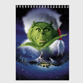 Скетчбук с принтом Гринч The Grinch в Петрозаводске, 100% бумага
 | 48 листов, плотность листов — 100 г/м2, плотность картонной обложки — 250 г/м2. Листы скреплены сверху удобной пружинной спиралью | Тематика изображения на принте: grinch | гринч | дед мороз | джим керри | елка | кино | новый год | рождество | санта | снег | снежинка