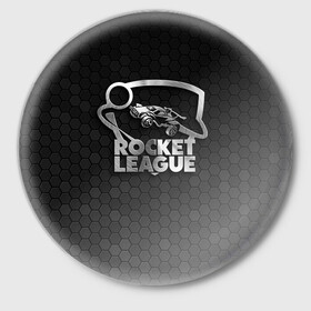 Значок с принтом Rocket League Metal Logo в Петрозаводске,  металл | круглая форма, металлическая застежка в виде булавки | auto | avto | car | race | rocket league | авто | гонки | машина | рокет лига | тачка