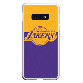 Чехол для Samsung S10E с принтом LAKERS LINE HEXAGON SPORT в Петрозаводске, Силикон | Область печати: задняя сторона чехла, без боковых панелей | america | basketball | hexagon | kobe bryant | la | la lakers | lakers | los angeles lakers | nba | usa | баскетбол | гексагон | геометрия | кобе брайант | лос анджелес лейкерс | нба | соты | сша