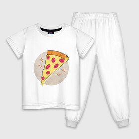 Детская пижама хлопок с принтом Кусочек пиццы пепперони в Петрозаводске, 100% хлопок |  брюки и футболка прямого кроя, без карманов, на брюках мягкая резинка на поясе и по низу штанин
 | Тематика изображения на принте: вкус | вкусно | вкусняшка | горячее | горячо | колбаса | кусок | кусочек | пепперони | пицца | сыр | сырный