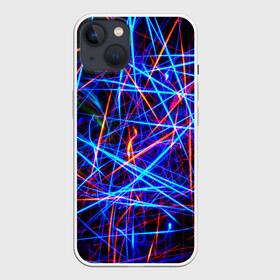 Чехол для iPhone 13 с принтом NEON LINES Glowing Lines Effect в Петрозаводске,  |  | rave neon | живые линии | неновые лучи | неон | неоновая лампа | неоновая ночь | неоновые ленты | неоновые линии разных цветов | неоновый рейв | светящиеся линии | флекс неон | эффект неона