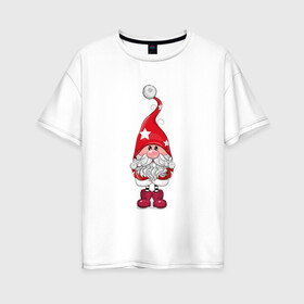Женская футболка хлопок Oversize с принтом Забавный Санта в Петрозаводске, 100% хлопок | свободный крой, круглый ворот, спущенный рукав, длина до линии бедер
 | дед мороз | новый год | санта | санта клаус