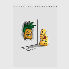 Скетчбук с принтом HERES PINEAPPLE! в Петрозаводске, 100% бумага
 | 48 листов, плотность листов — 100 г/м2, плотность картонной обложки — 250 г/м2. Листы скреплены сверху удобной пружинной спиралью | here | is | johnny | mem | meme | memes | pineapple | pizza | shining | ананас | джонни | мем | мемы | пица | пицца | сияние | это