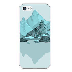 Чехол для iPhone 5/5S матовый с принтом Голубой горный пейзаж с темно-серыми тенями в Петрозаводске, Силикон | Область печати: задняя сторона чехла, без боковых панелей | голубые горы | горный | горный массив | горный пейзаж | горы | горы в снегу | для сноуборда | для туристов | заснеженные горы | зимние горы | зимний | лыжный | снежные горы | сноуборд