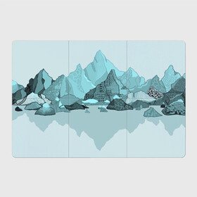 Магнитный плакат 3Х2 с принтом Голубой горный пейзаж с темно-серыми тенями в Петрозаводске, Полимерный материал с магнитным слоем | 6 деталей размером 9*9 см | голубые горы | горный | горный массив | горный пейзаж | горы | горы в снегу | для сноуборда | для туристов | заснеженные горы | зимние горы | зимний | лыжный | снежные горы | сноуборд