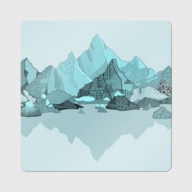 Магнит виниловый Квадрат с принтом Голубой горный пейзаж с темно-серыми тенями в Петрозаводске, полимерный материал с магнитным слоем | размер 9*9 см, закругленные углы | Тематика изображения на принте: голубые горы | горный | горный массив | горный пейзаж | горы | горы в снегу | для сноуборда | для туристов | заснеженные горы | зимние горы | зимний | лыжный | снежные горы | сноуборд