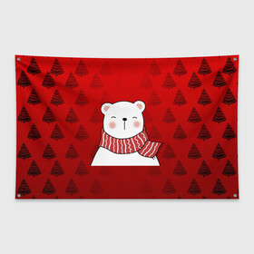 Флаг-баннер с принтом МЕДВЕЖОНОК УМКА БЕЛЫЙ МИШКА в Петрозаводске, 100% полиэстер | размер 67 х 109 см, плотность ткани — 95 г/м2; по краям флага есть четыре люверса для крепления | 2021 | new year | деда мороза | друг | ёлка | ёлочка | к нам приходит | как у всех | клауса | костюм | красный | медведь | медвежонок | новогодний | новый год | праздник | рекомендации | рождество | санты | узор